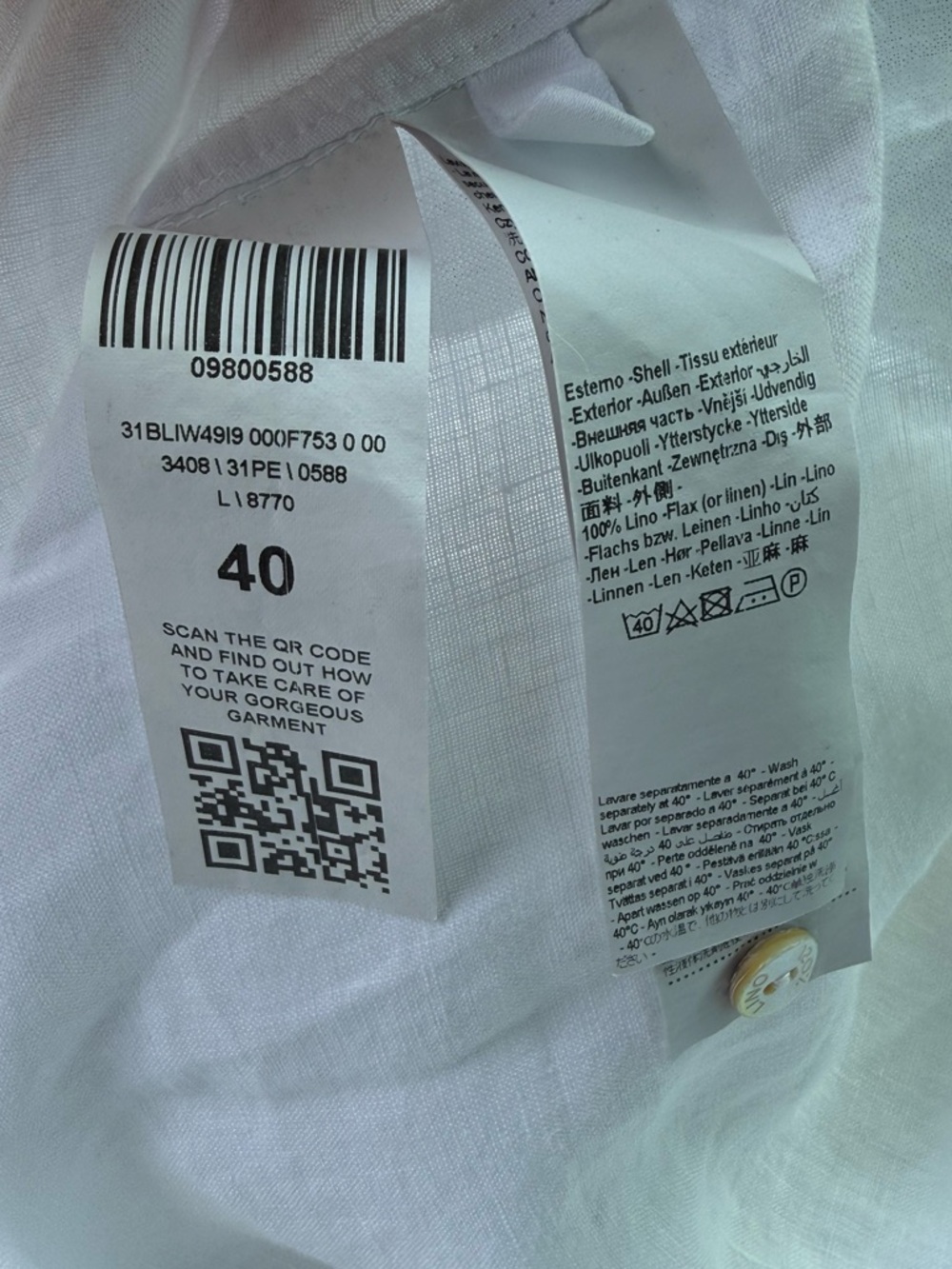 NWT 120% Lino White Linen Maxi Dress Short Sleeves Button Front Size 40 XS - Picture 5 of 7